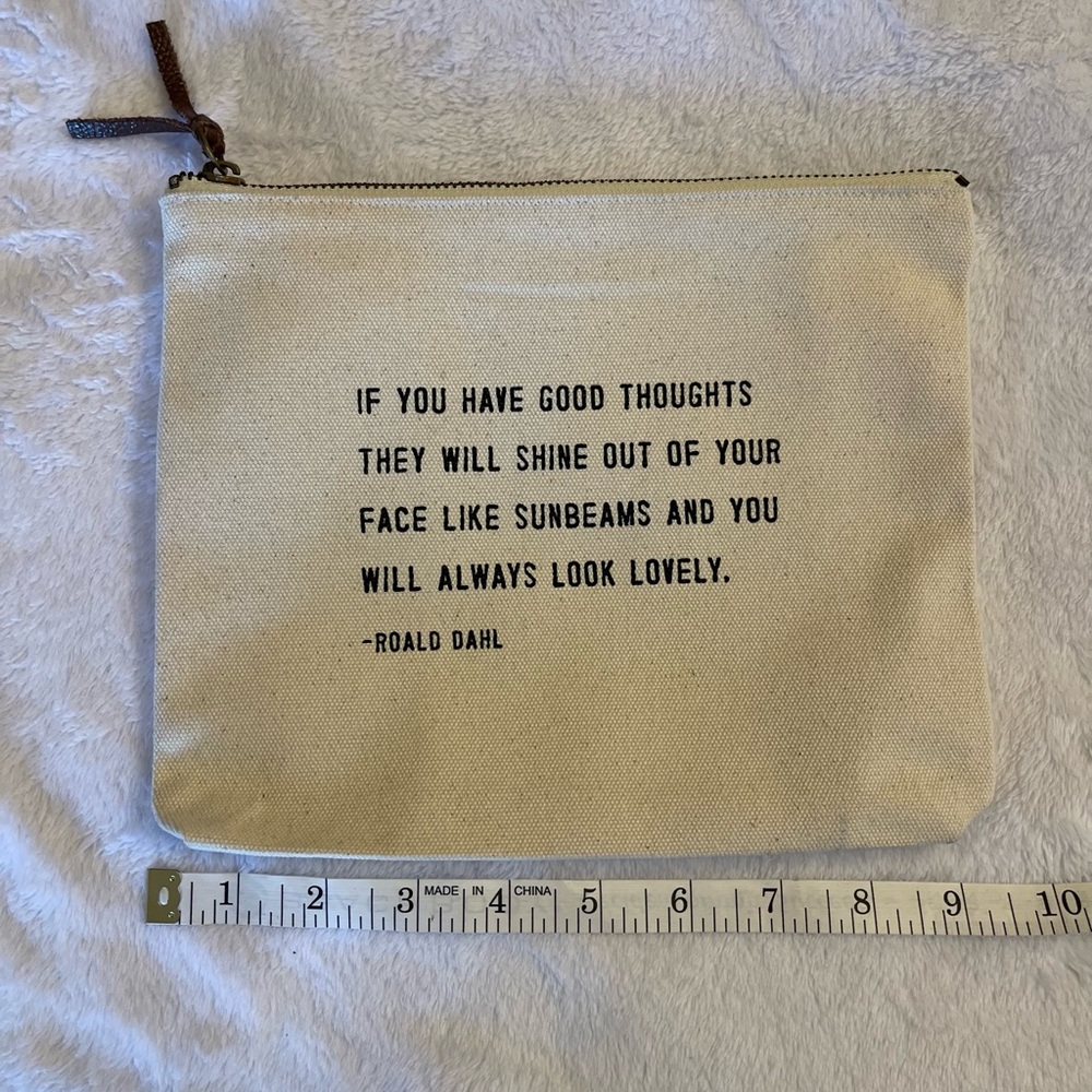 Inspirational Canvas Cosmetic Pouch - Cream